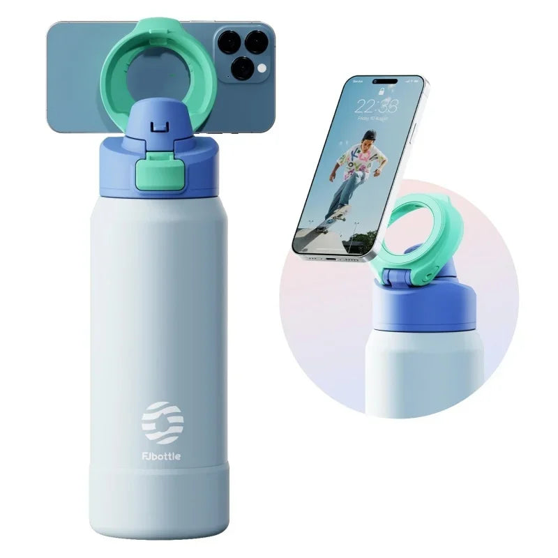Botella de Agua con soporte para telefono para Gym (Acero inoxidable)