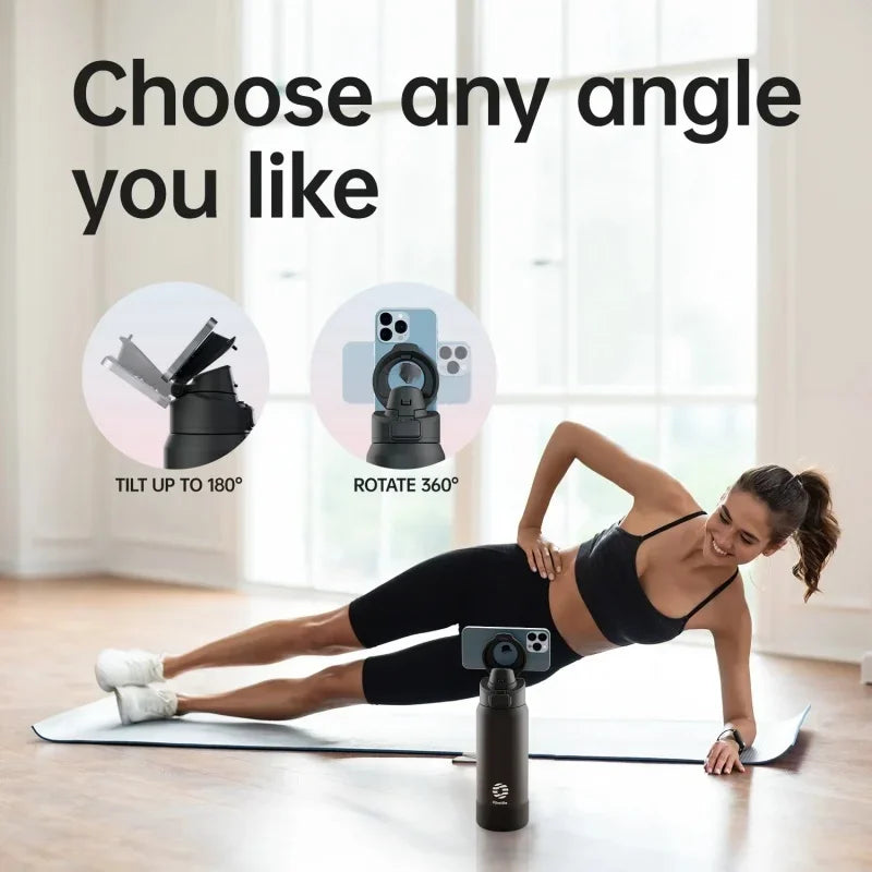 Botella de Agua con soporte para telefono para Gym (Acero inoxidable)