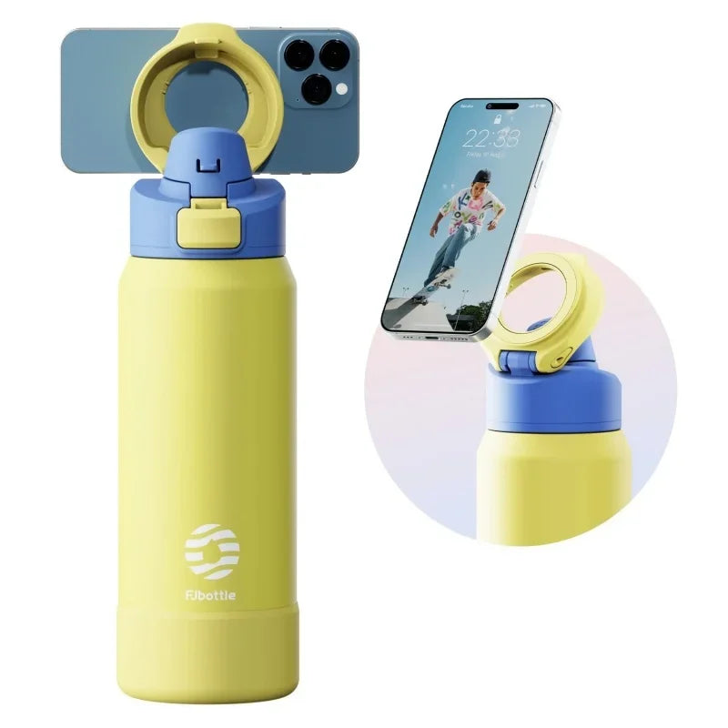 Botella de Agua con soporte para telefono para Gym (Acero inoxidable)