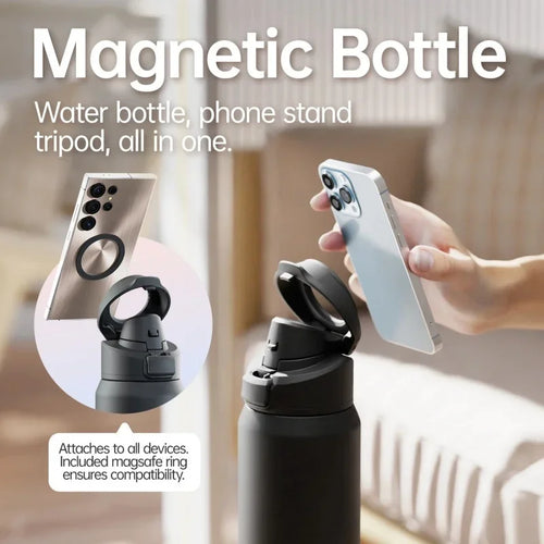 Botella de Agua con soporte para telefono para Gym (Acero inoxidable)