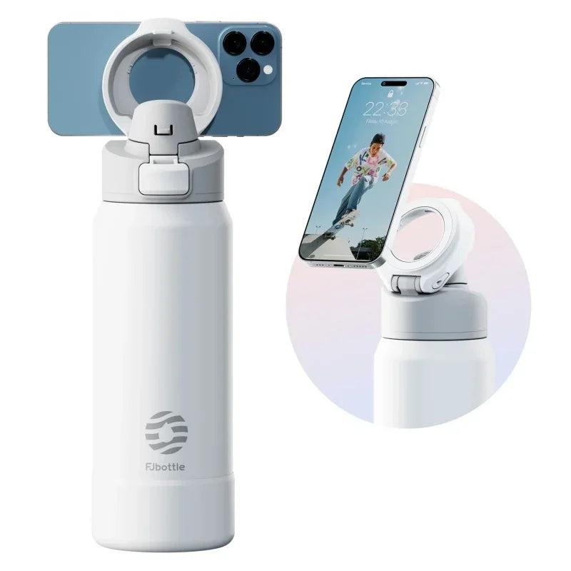 Botella de Agua con soporte para telefono para Gym (Acero inoxidable)