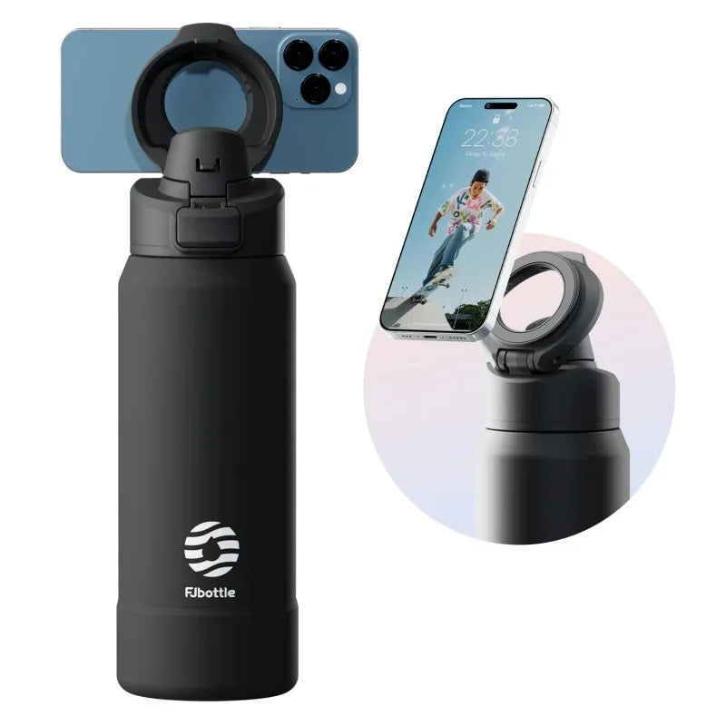 Botella de Agua con soporte para telefono para Gym (Acero inoxidable)