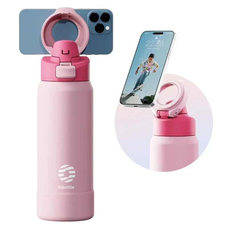 Botella de Agua con soporte para telefono para Gym (Acero inoxidable)