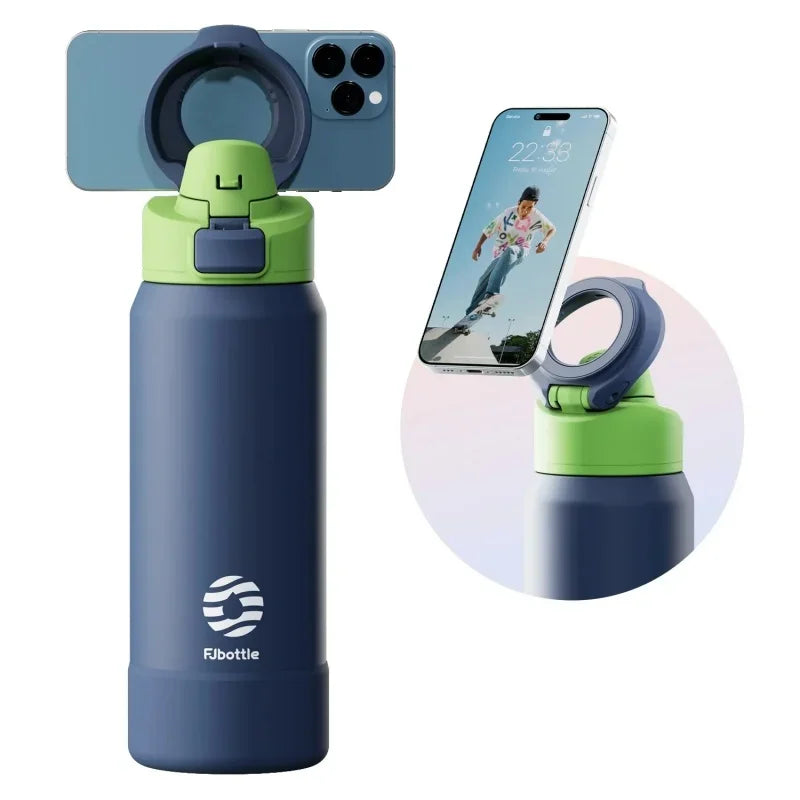 Botella de Agua con soporte para telefono para Gym (Acero inoxidable)